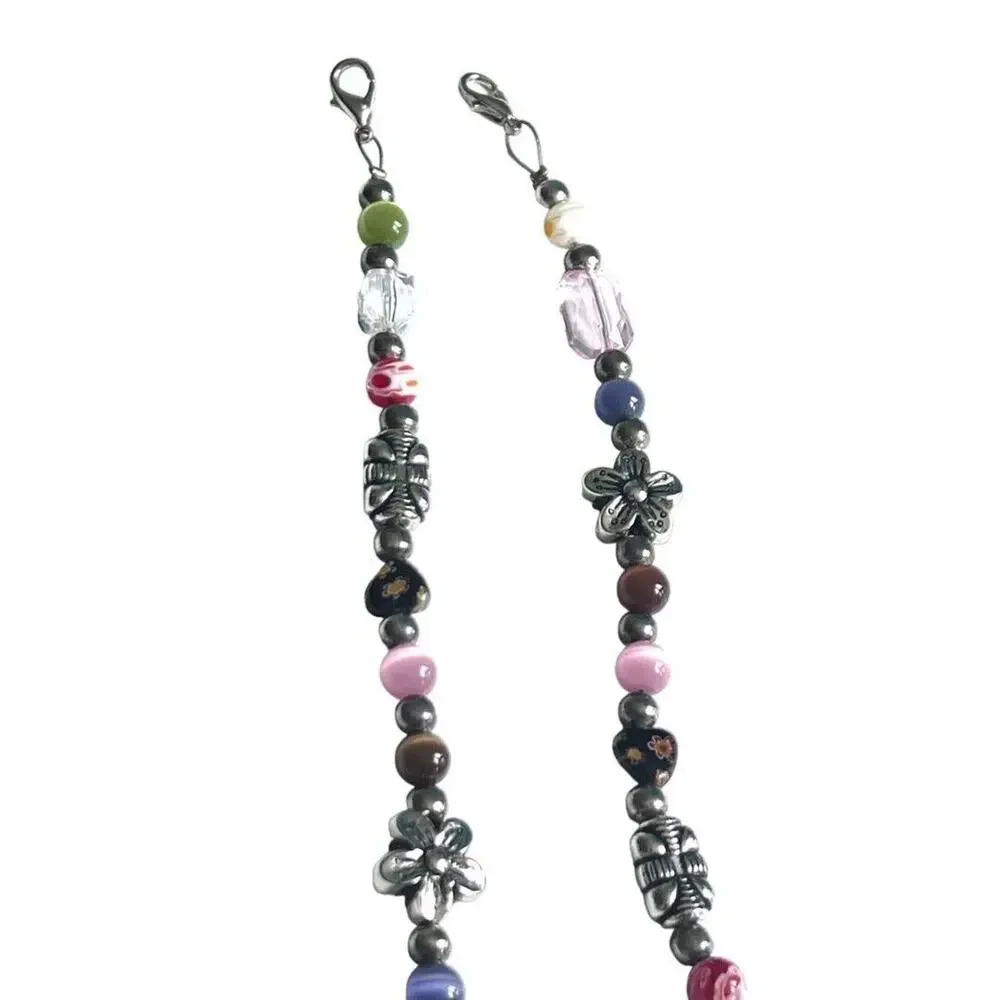 Face Mask Beaded Holder Stap Necklace Metal Flowers